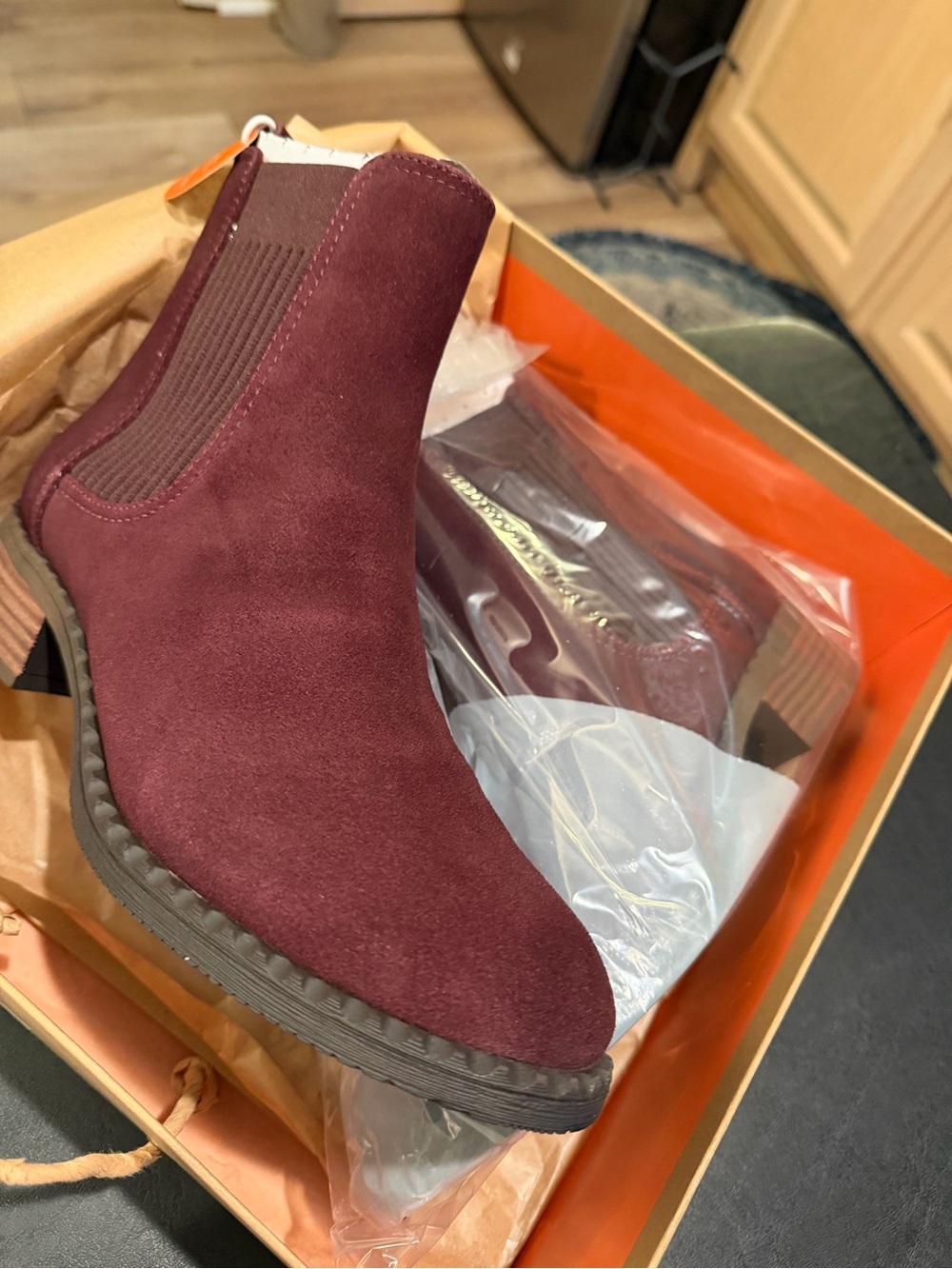 gentle souls Burgundy Ankle Booties with Black Sole